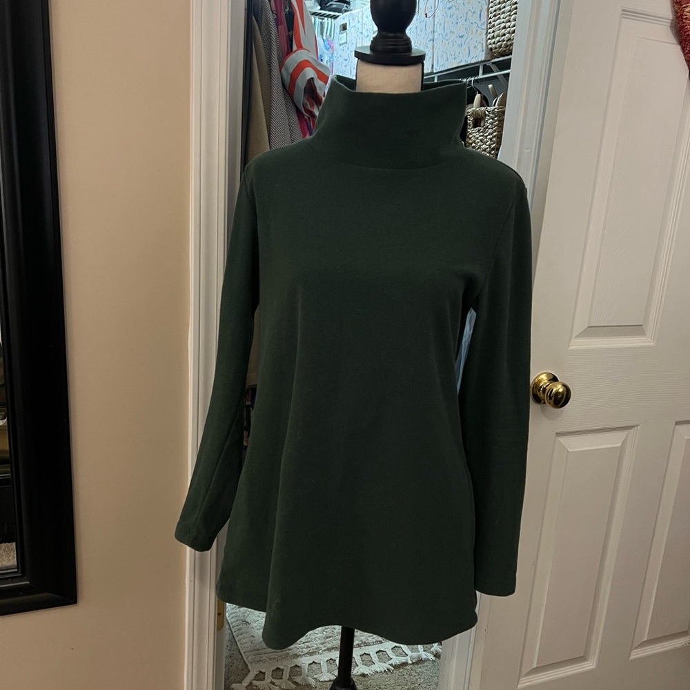 Dudley Stephens Forest Green Terry Fleece Cobble Hill Turtleneck sz Medium